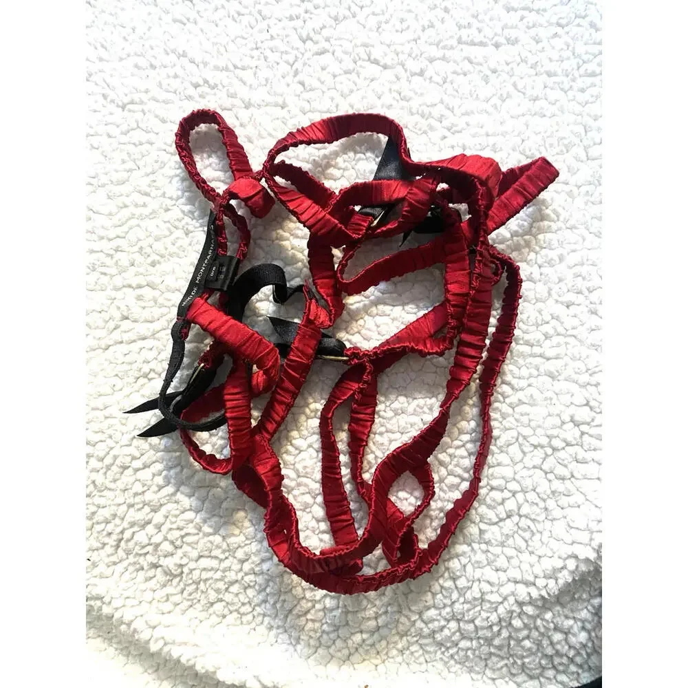 Kiki de Montparnasse Red Satin Silk Garter Belt Suspenders One size Fits All - Picture 6 of 7